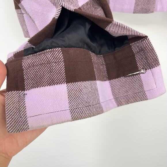 Palm Angels | Purple Brown Buffalo Check Plaid Logo Flannel Shirt Jacket 40 US L - Picture 11 of 16